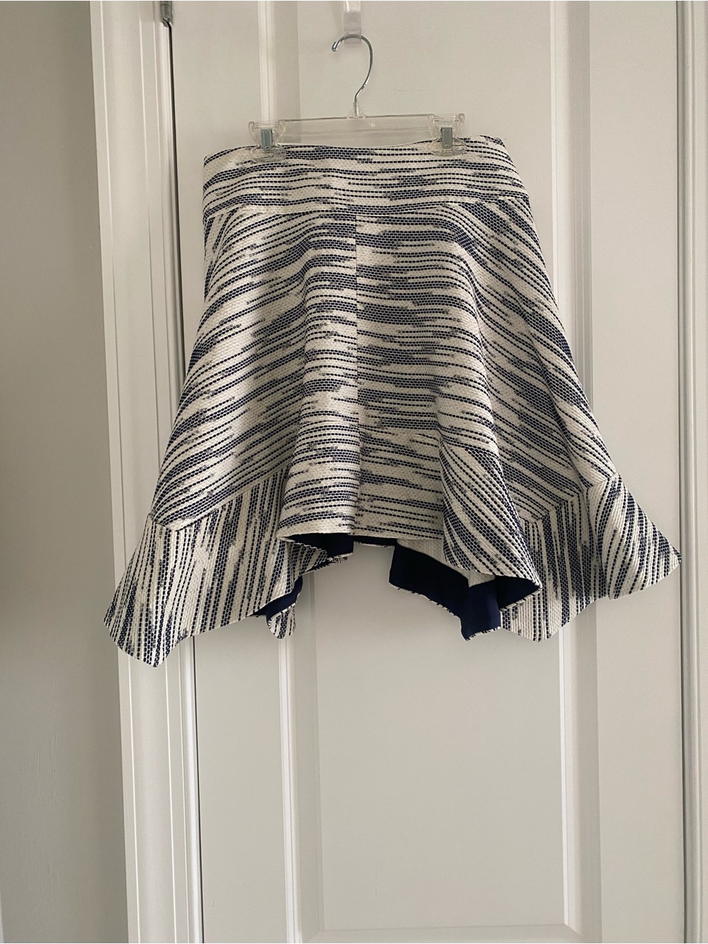 EUC J Crew Skater Skirt Sample SZ 6 Lined Jenna Lyons Era 1 Of A Kind Blue/Ivory